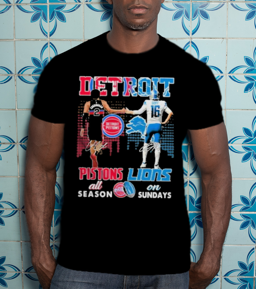Detroit Pistons Lions All Season On Sundays T-Shirt