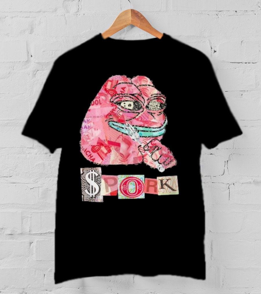Pauly Spork Frog With Collage Pattern And Iconic Symbolism T-Shirt