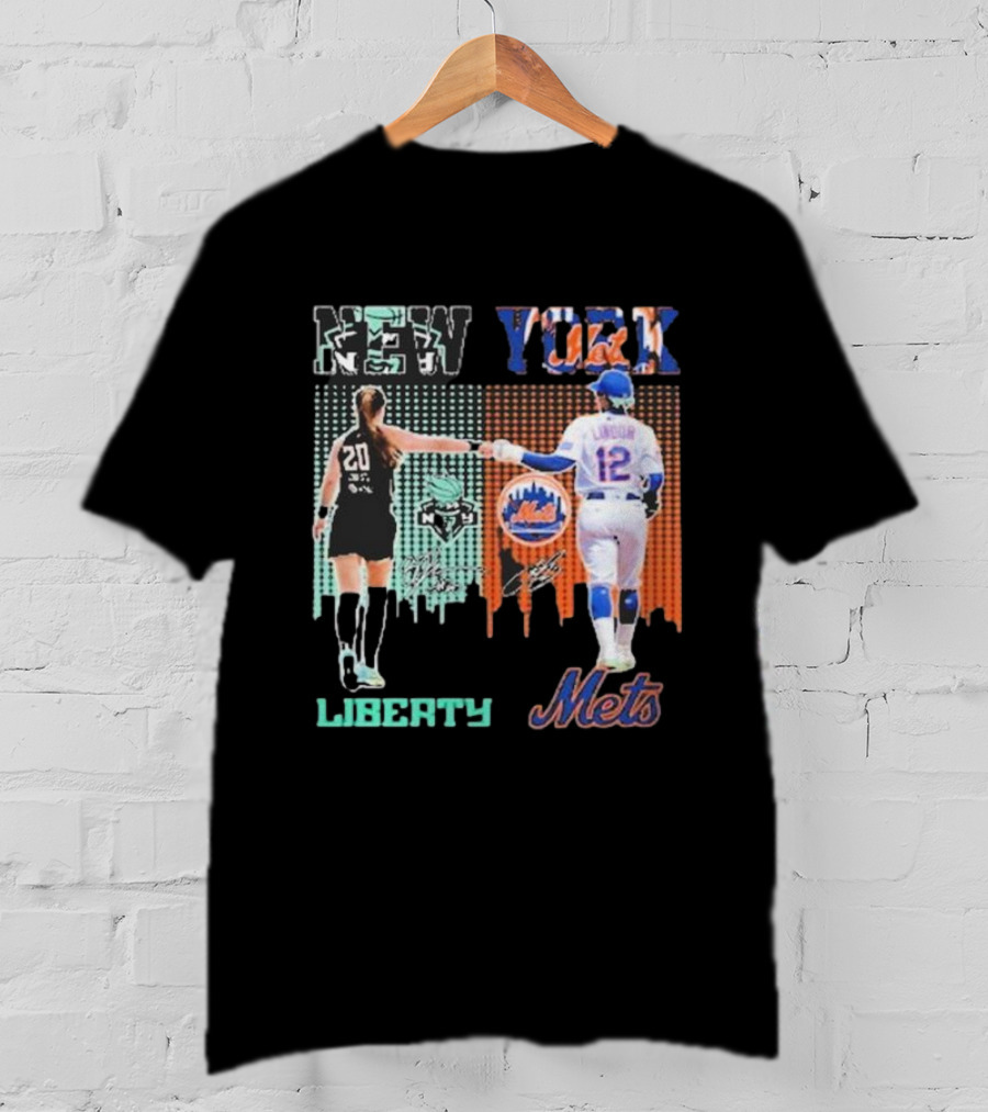 New York Liberty Sabrina Ionescu Francisco Lindor Mets T-Shirt
