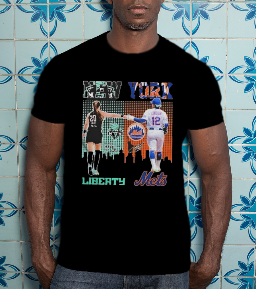 New York Liberty Sabrina Ionescu Francisco Lindor Mets T-Shirt