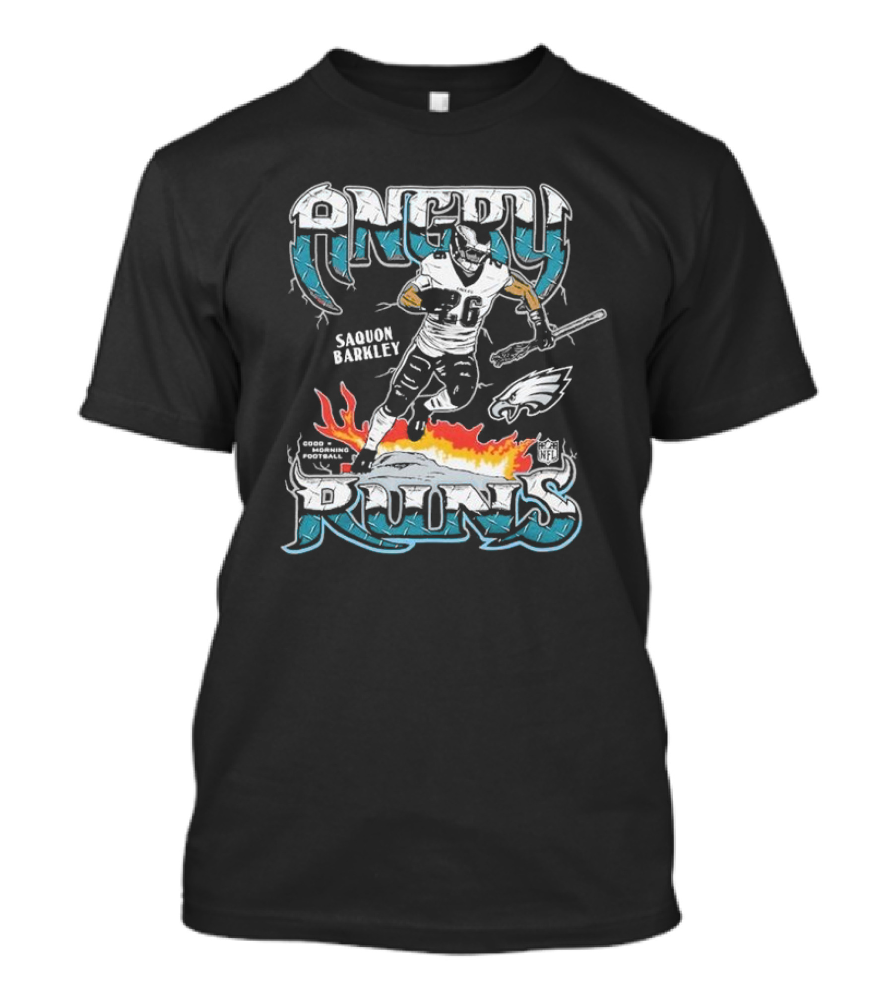 Saquon Barkley Angry Runs Philadelphia Eagles Good Morning Football NFL Homage Player Graphic Tri-blend T-Shirt