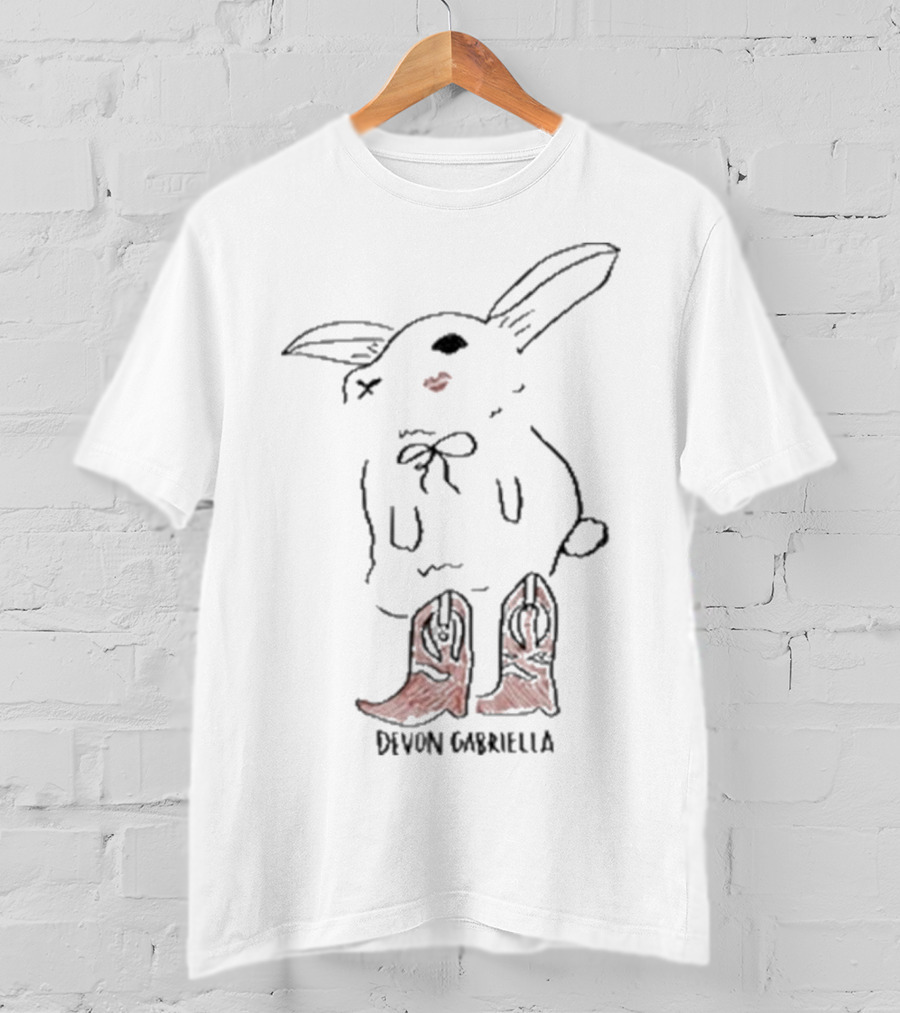Devon Gabriella Bunny In Boots With Ribbon Bow And Cowboy Shoes T-Shirt