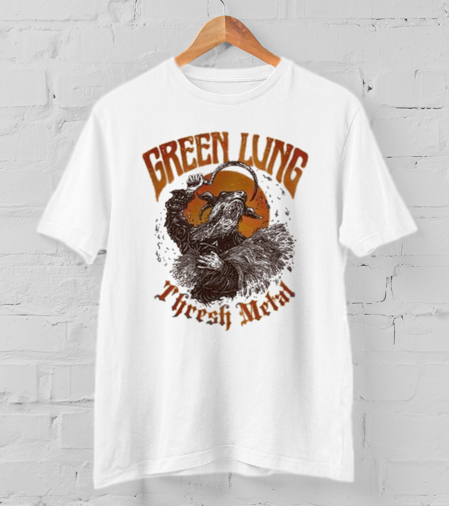 Green Lung Thrash Metal Mystical Goat With Crescent Blade T-Shirt