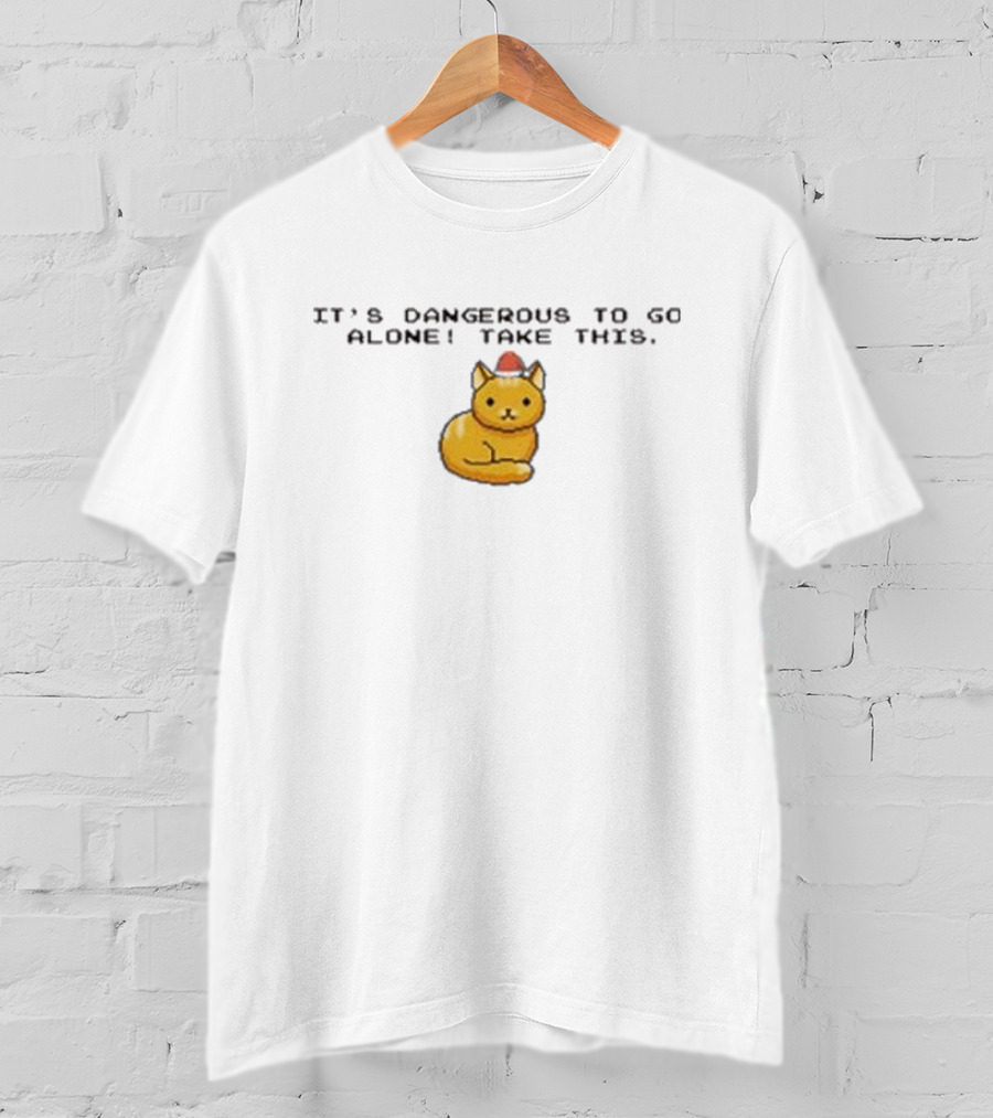 It's Dangerous To Go Alone Take This Cat Pixel T-Shirt