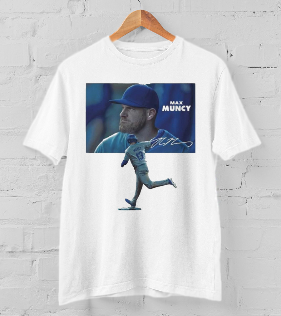Max Muncy Baseball Figurine And Signature Photo T-Shirt