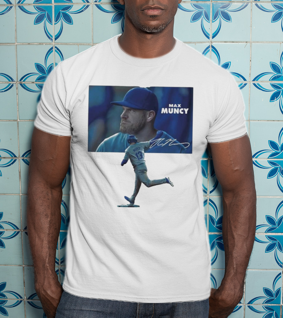 Max Muncy Baseball Figurine And Signature Photo T-Shirt