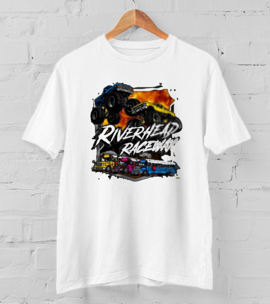 Monster Trucks And Busses At Riverhead Raceway Explosive Action T-Shirt