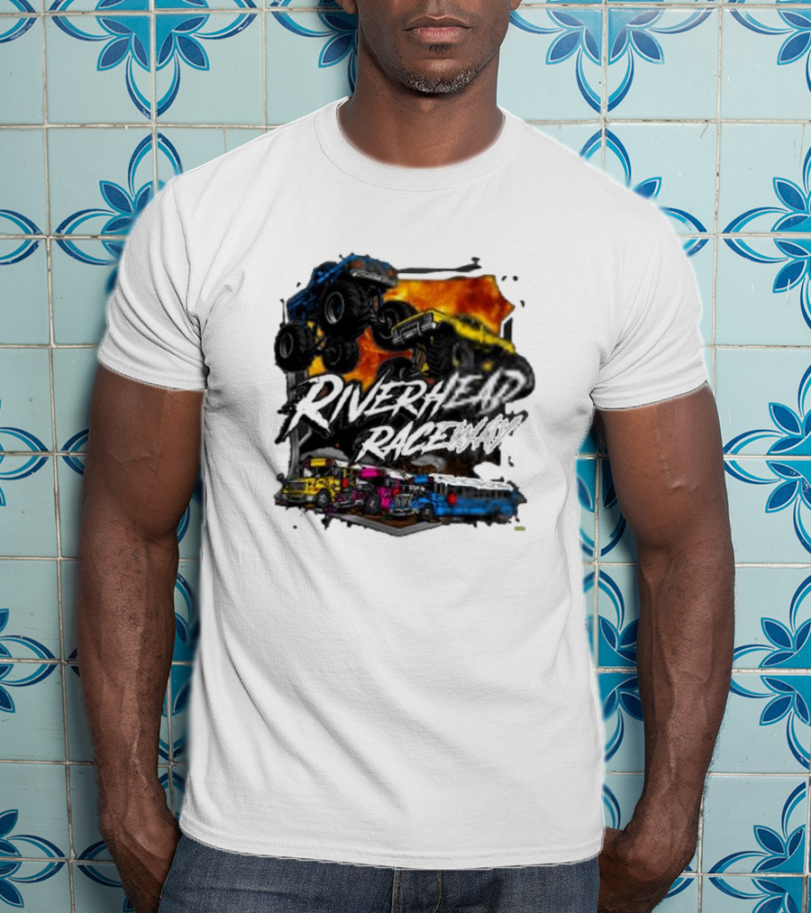 Monster Trucks And Busses At Riverhead Raceway Explosive Action T-Shirt