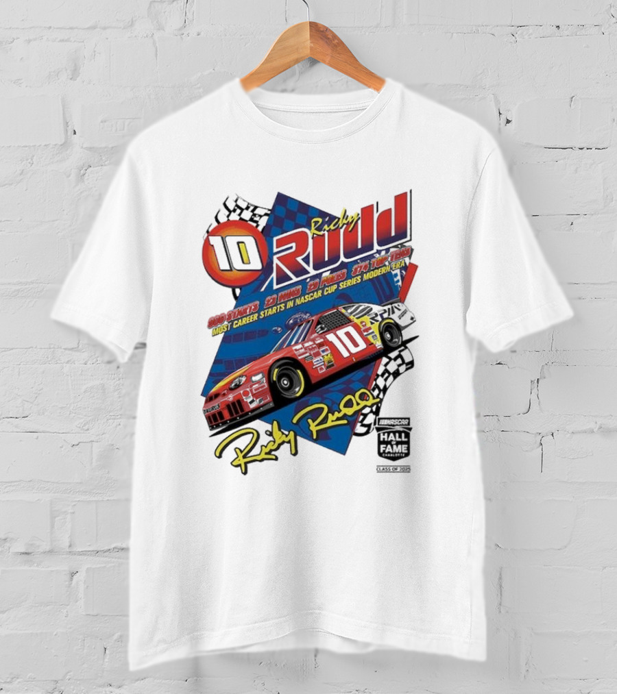 Ricky Rudd 2025 NASCAR Hall Of Fame Inductee 906 Starts 23 Wins 29 Top 5s 48 Top 10s Most Career Starts In NASCAR Cup Series Modern Era T-Shirt