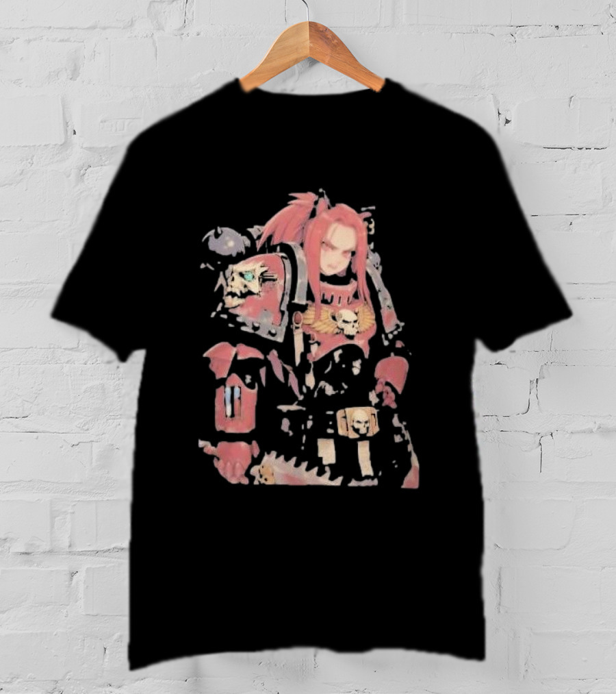 Female Space Marine Waifu Warrior With Skull Armor T-Shirt