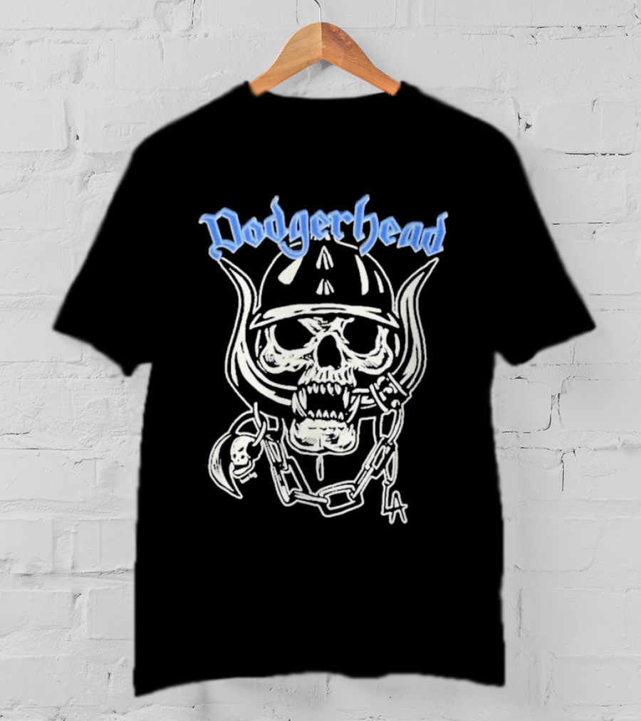 Dodgerhead Los Angeles Dodgers Skull Chain Helmet T-Shirt