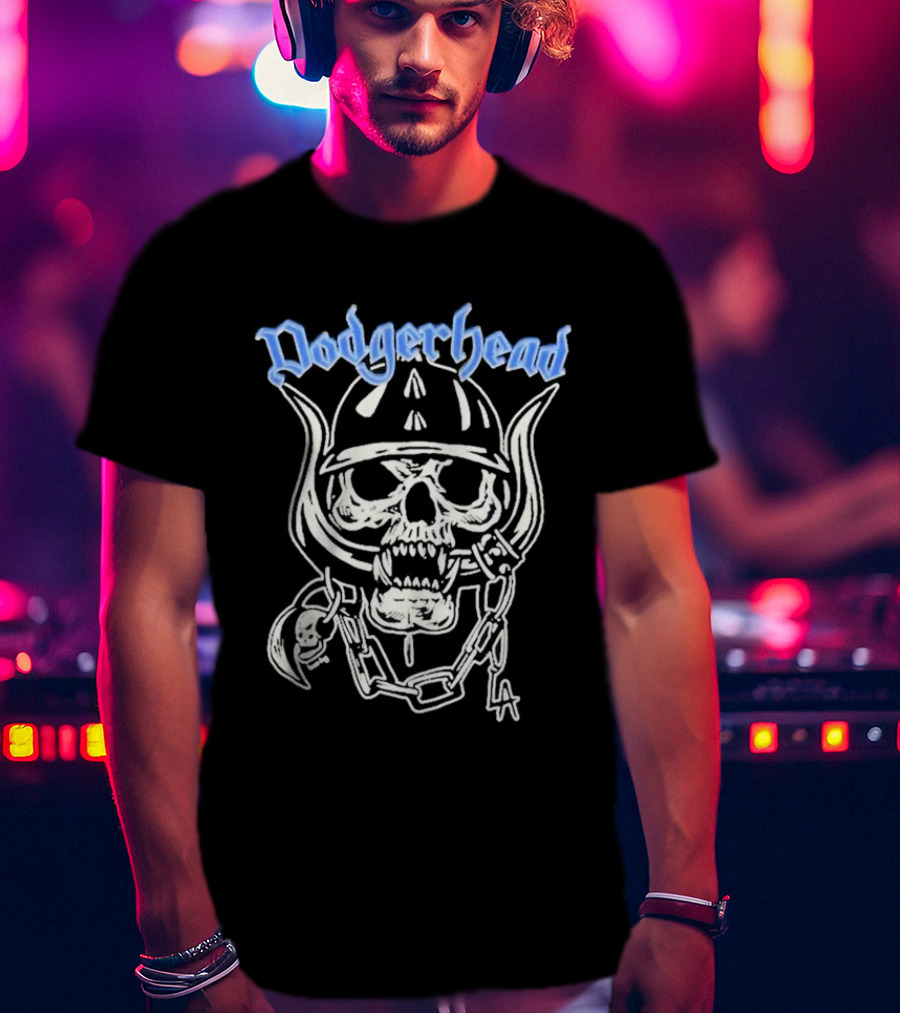 Dodgerhead Los Angeles Dodgers Skull Chain Helmet T-Shirt