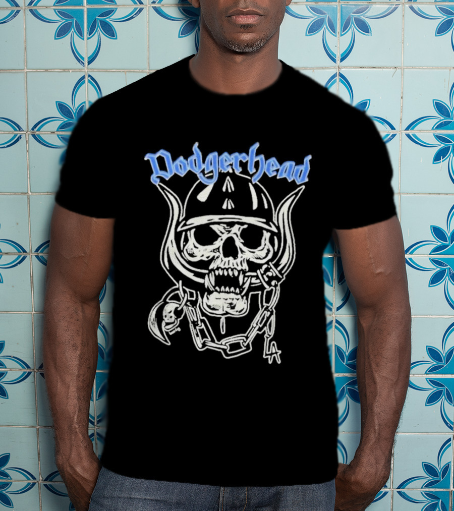 Dodgerhead Los Angeles Dodgers Skull Chain Helmet T-Shirt