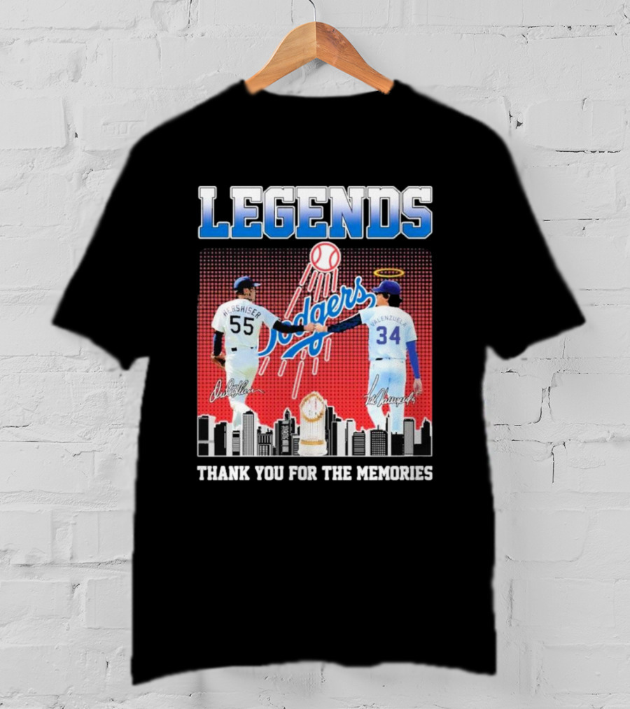 Legends Dodgers Orel Hershiser Fernando Valenzuela Thank You For The Memories T-Shirt