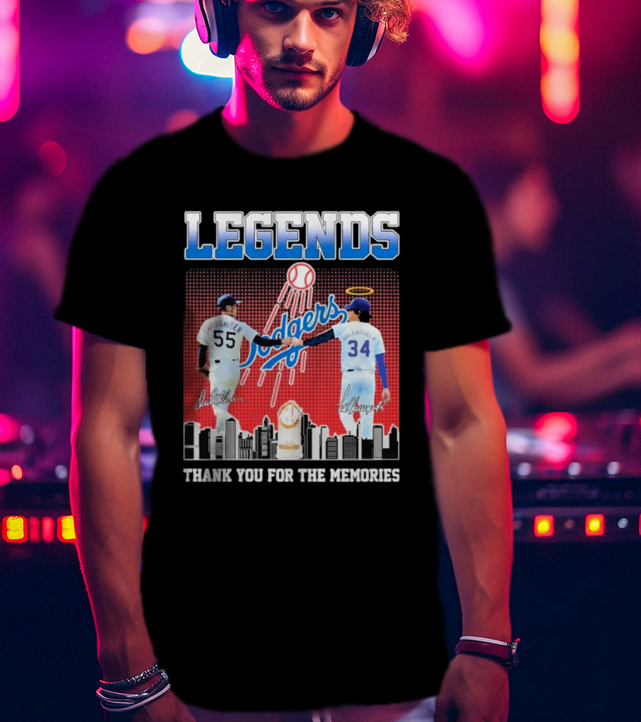 Legends Dodgers Orel Hershiser Fernando Valenzuela Thank You For The Memories T-Shirt