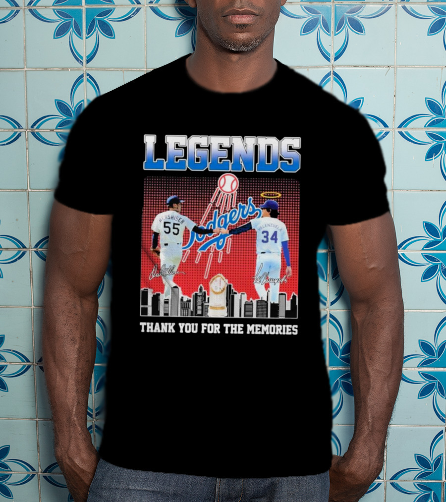 Legends Dodgers Orel Hershiser Fernando Valenzuela Thank You For The Memories T-Shirt