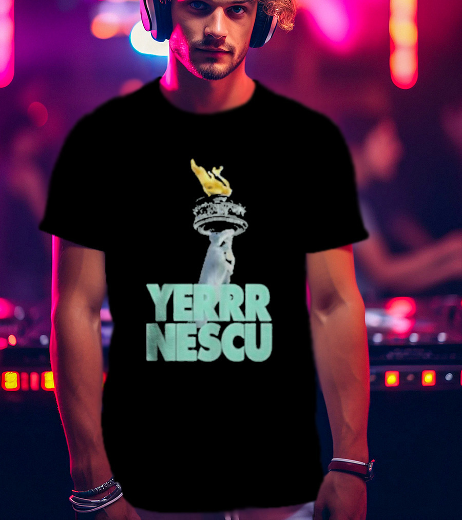 Sabrina Rocking The YERRR NESCU Statue Of Liberty Torch Flame T-Shirt