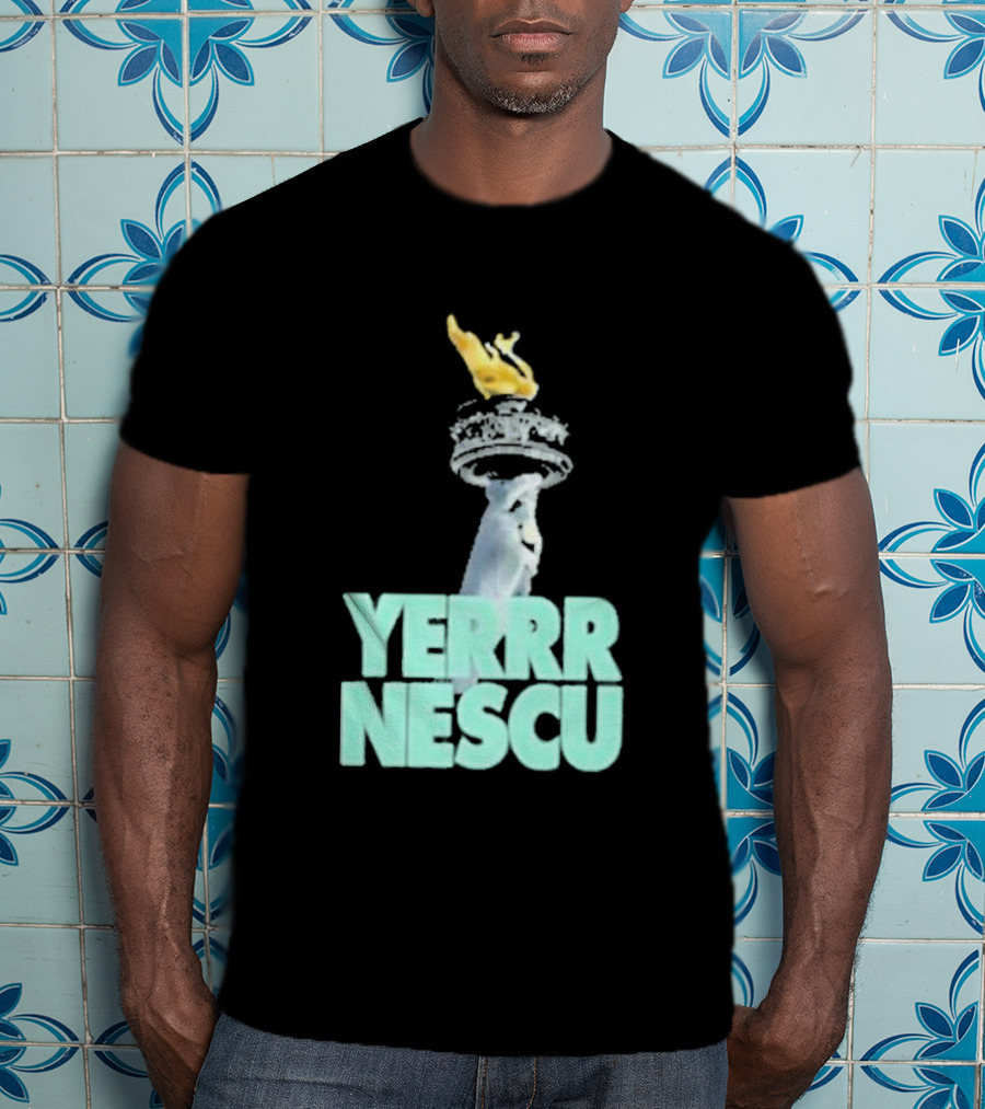 Sabrina Rocking The YERRR NESCU Statue Of Liberty Torch Flame T-Shirt
