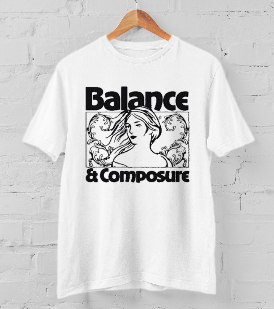 Balance And Composure Wyis Woman With Flowing Hair And Ornamental T-Shirt