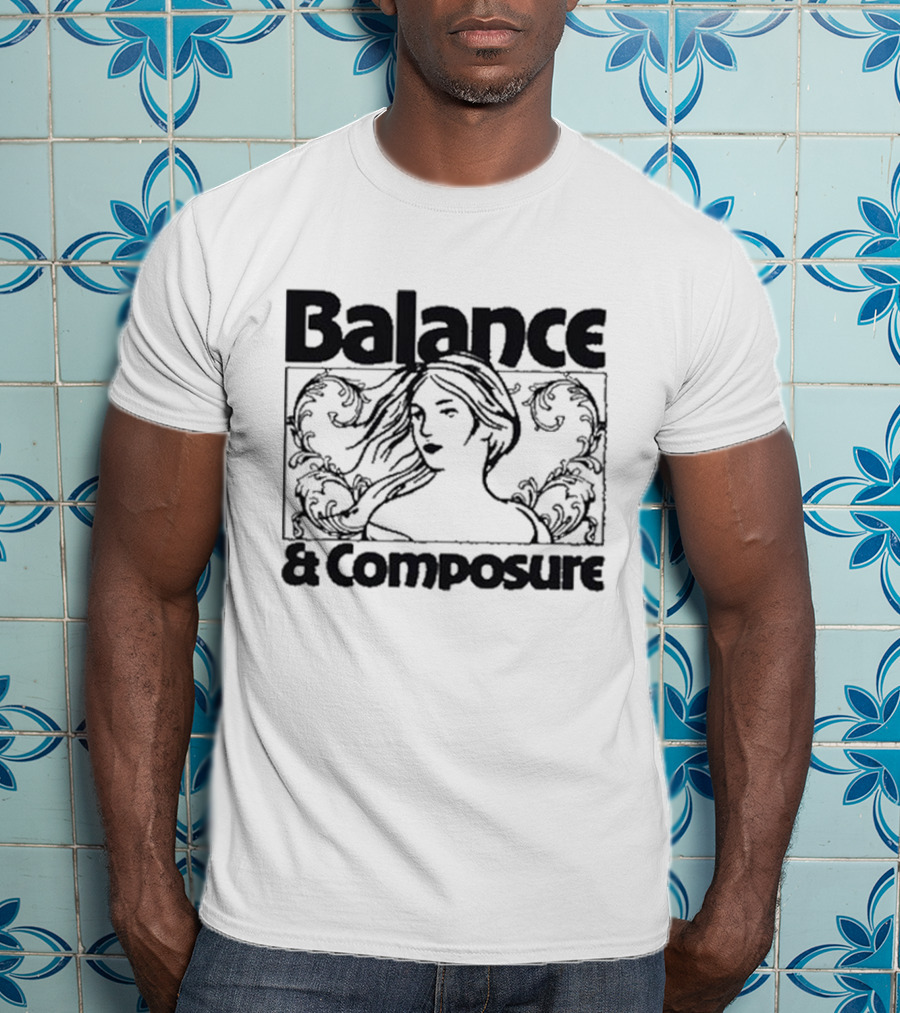 Balance And Composure Wyis Woman With Flowing Hair And Ornamental T-Shirt