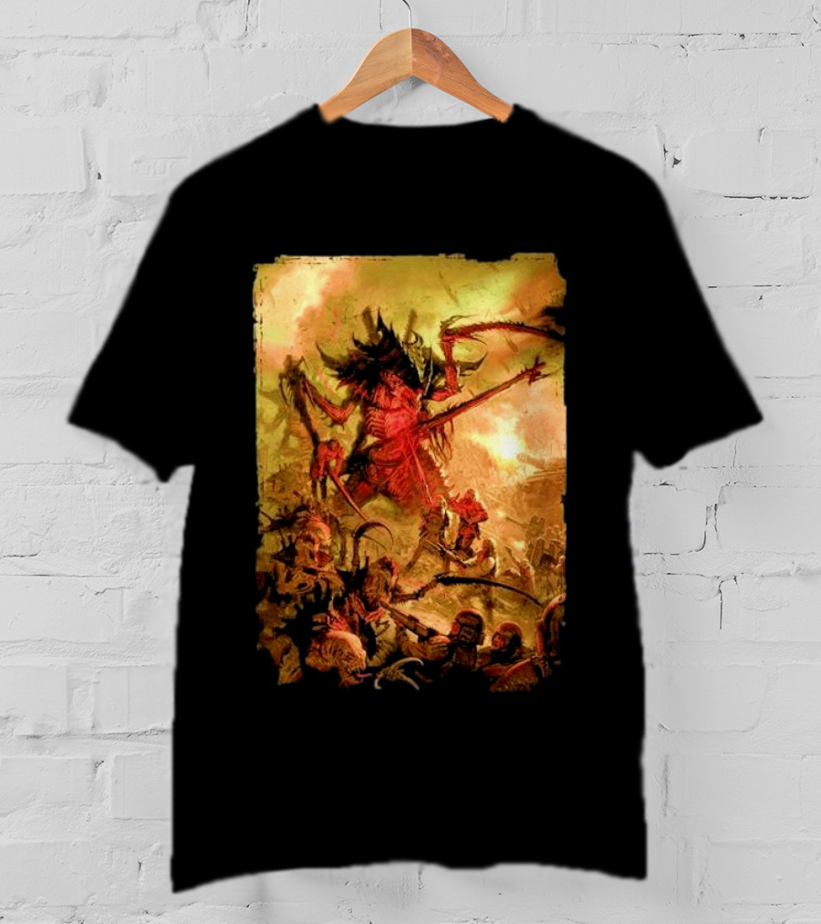 War Zone Octarius Rising Tide Black Tyranid Artwork Battle Scene T-Shirt