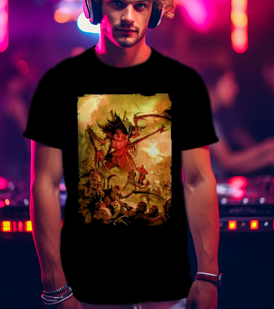 War Zone Octarius Rising Tide Black Tyranid Artwork Battle Scene T-Shirt
