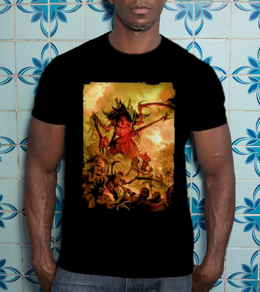 War Zone Octarius Rising Tide Black Tyranid Artwork Battle Scene T-Shirt