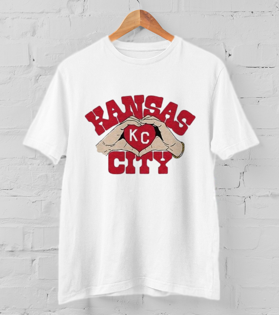 Kansas City KC Heart Hands Charlie Hustle Adults T-Shirt