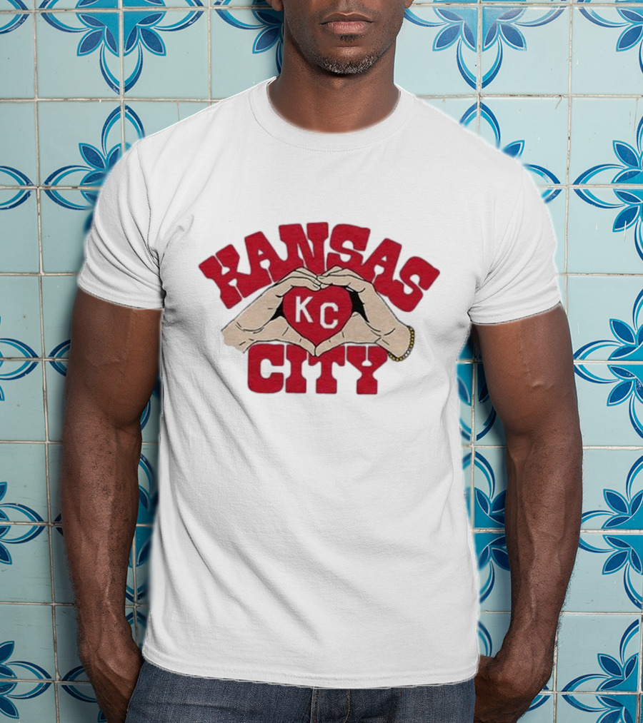 Kansas City KC Heart Hands Charlie Hustle Adults T-Shirt