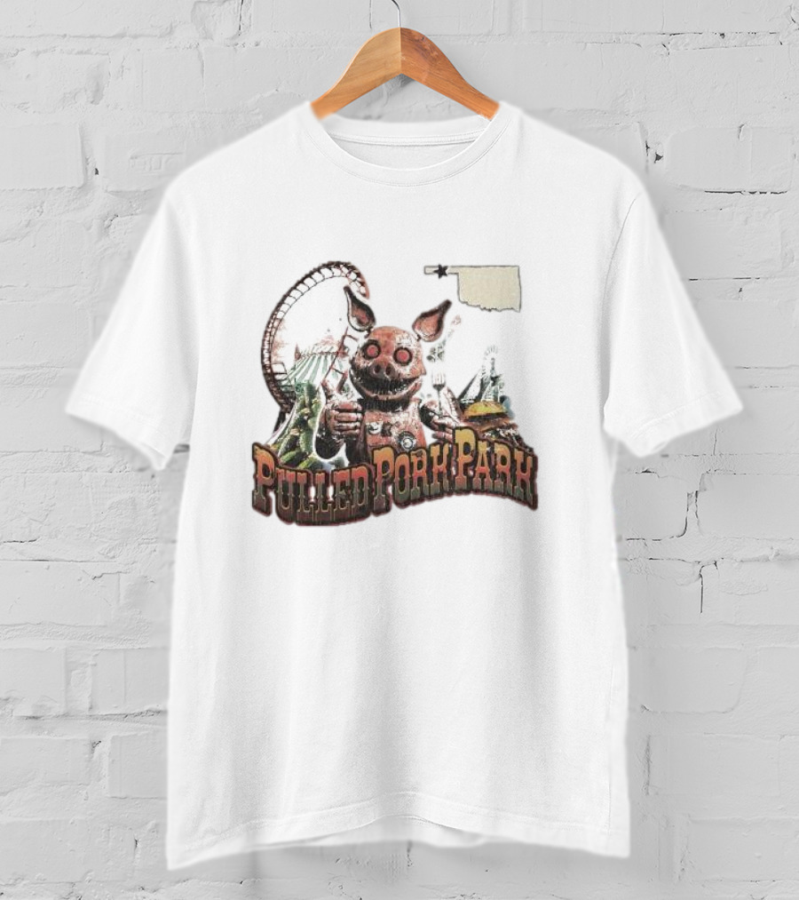Pulled Pork Park Hivemind Roller Coaster Oklahoma Pig Carnival T-Shirt