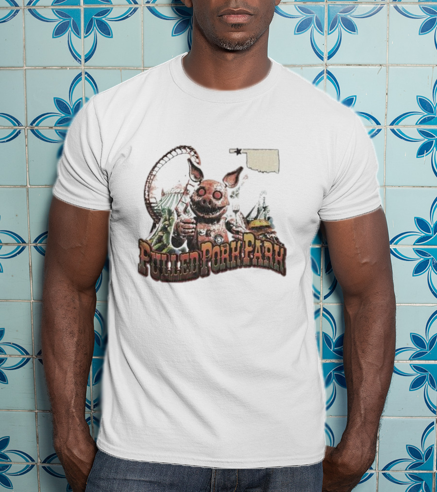 Pulled Pork Park Hivemind Roller Coaster Oklahoma Pig Carnival T-Shirt