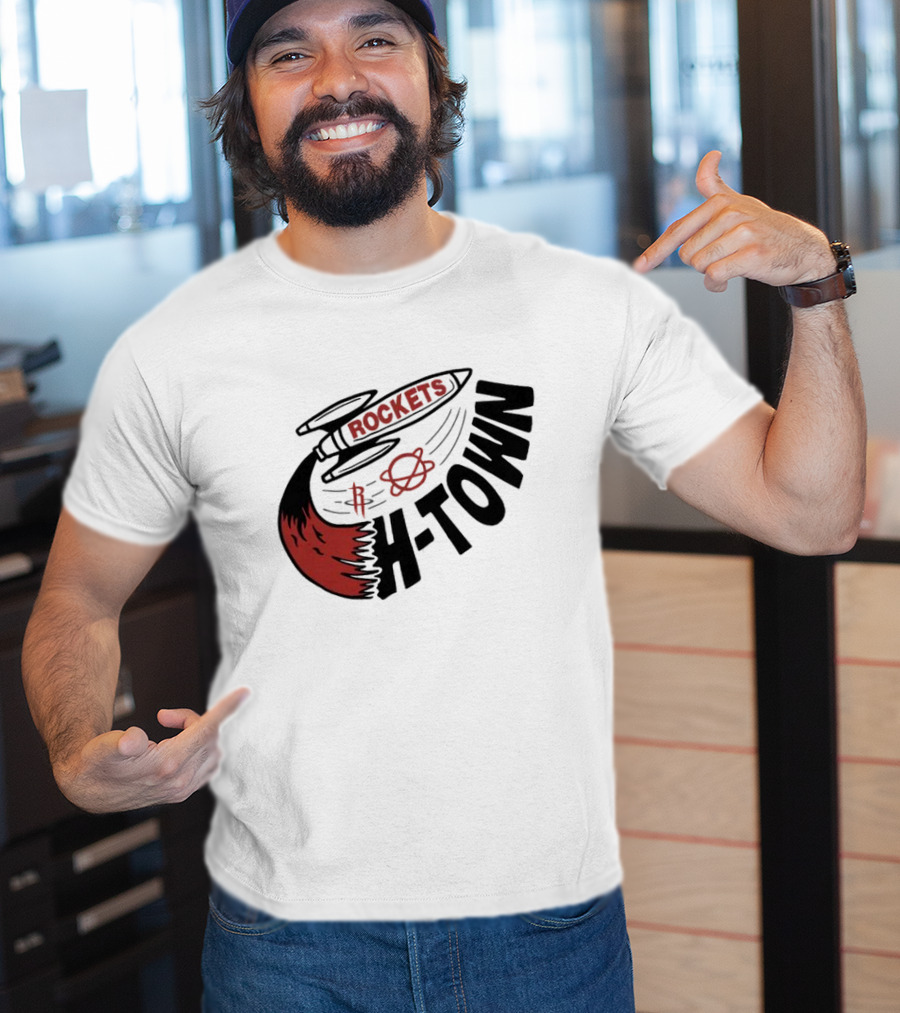 Houston Rockets H-Town Rocketship Orbit T-Shirt
