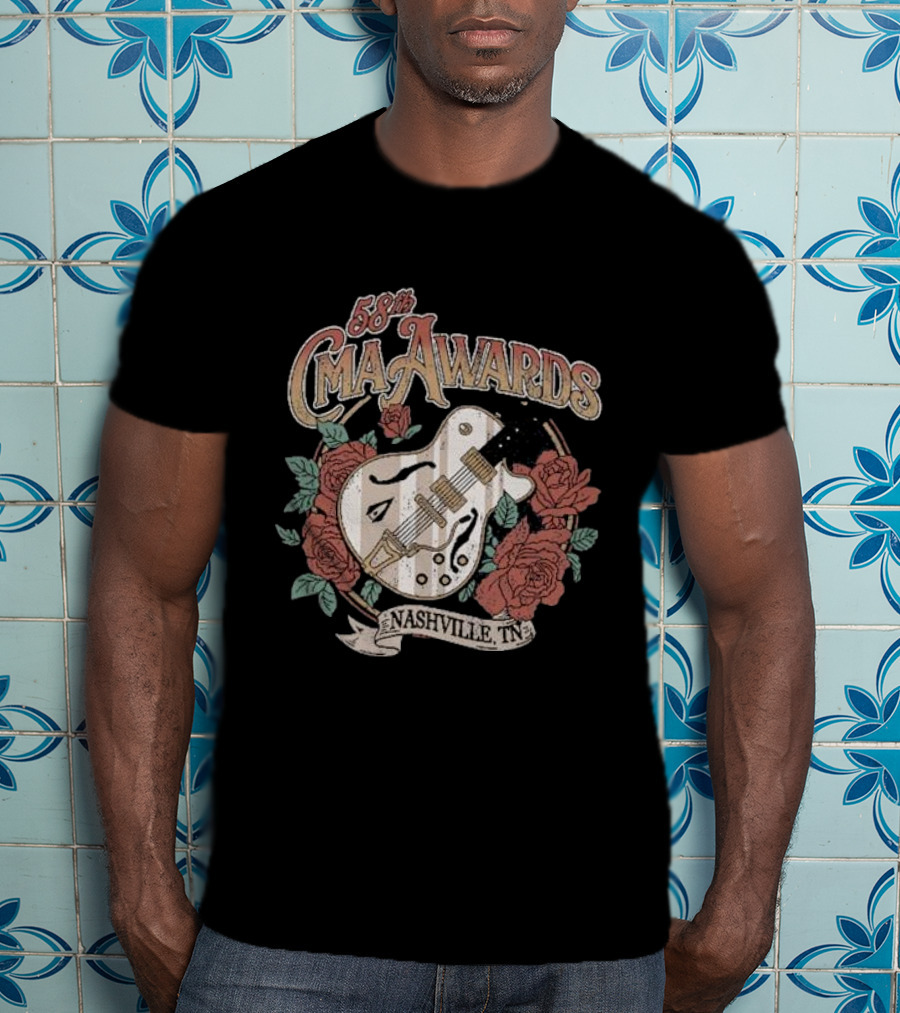 58th CMA Awards Nashville TN Guitar And Roses T-Shirt