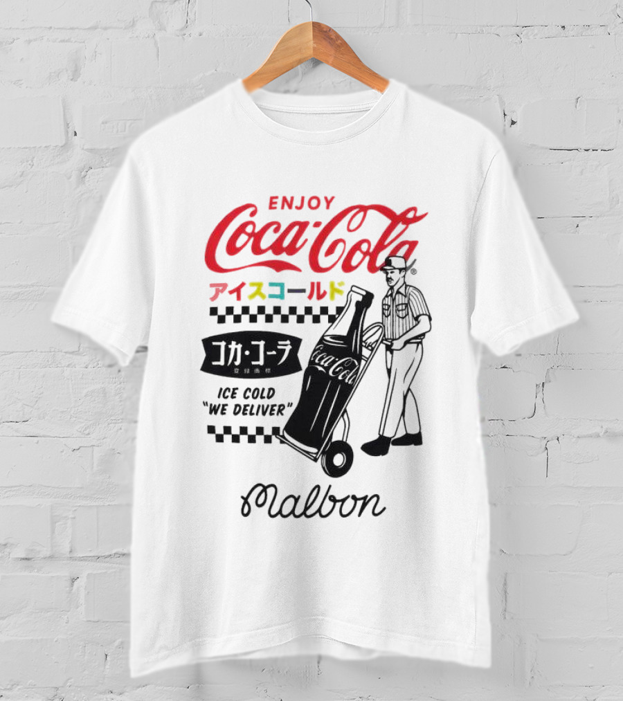 Enjoy Coca-Cola Ice Cold We Deliver Vintage Style Malbon Collaboration T-Shirt