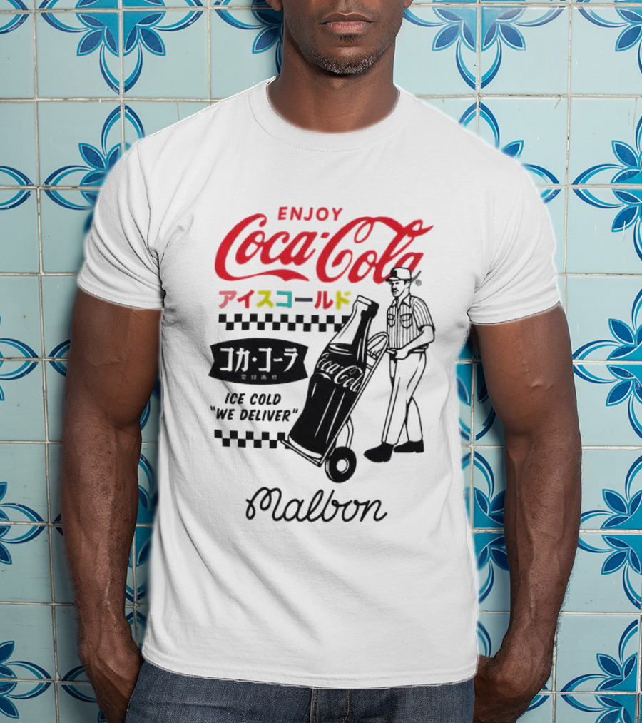 Enjoy Coca-Cola Ice Cold We Deliver Vintage Style Malbon Collaboration T-Shirt