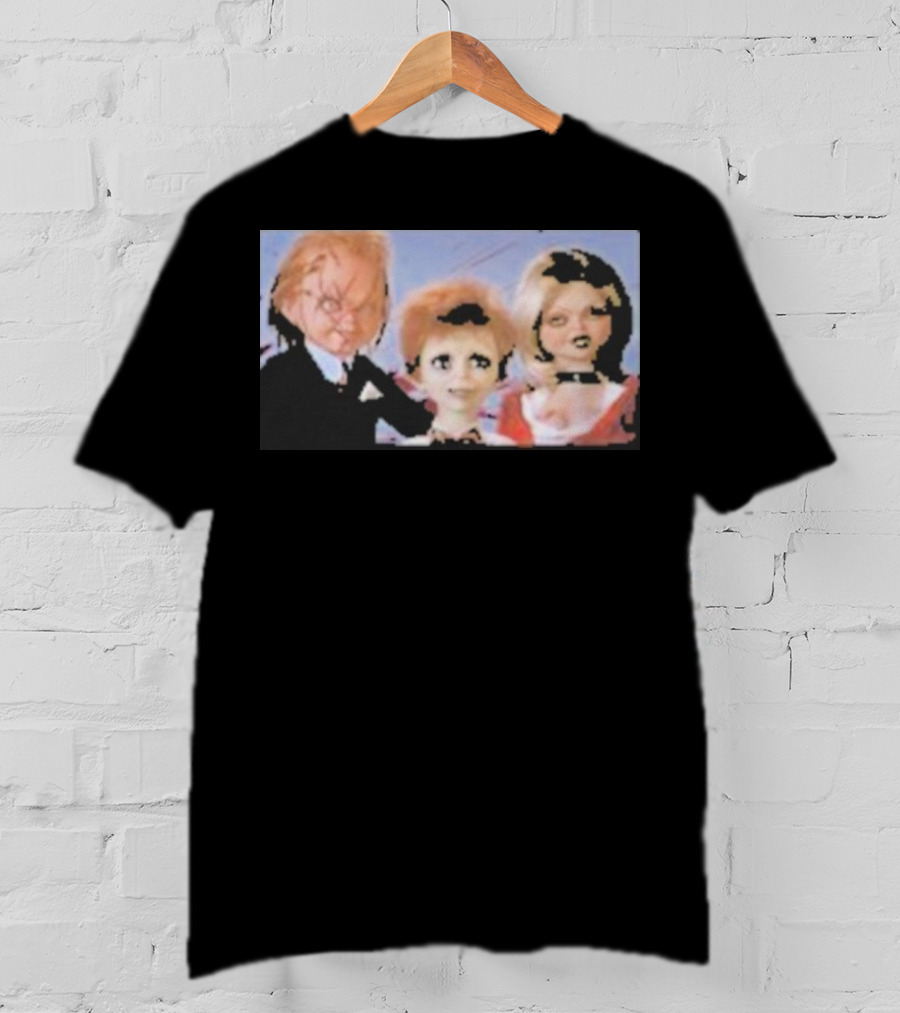 Chucky And Family Horror Characters In Distorted Family T-Shirt