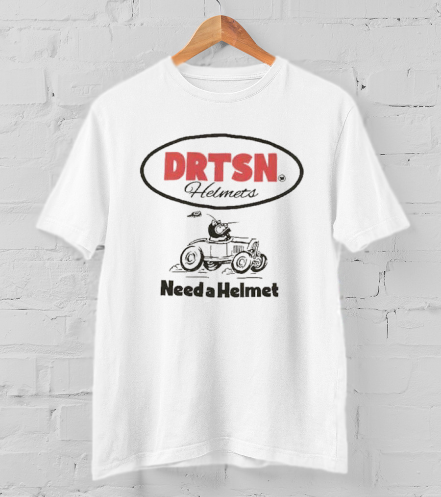 DRTSN Helmets Need A Helmet Speeding Cartoon Racer T-Shirt