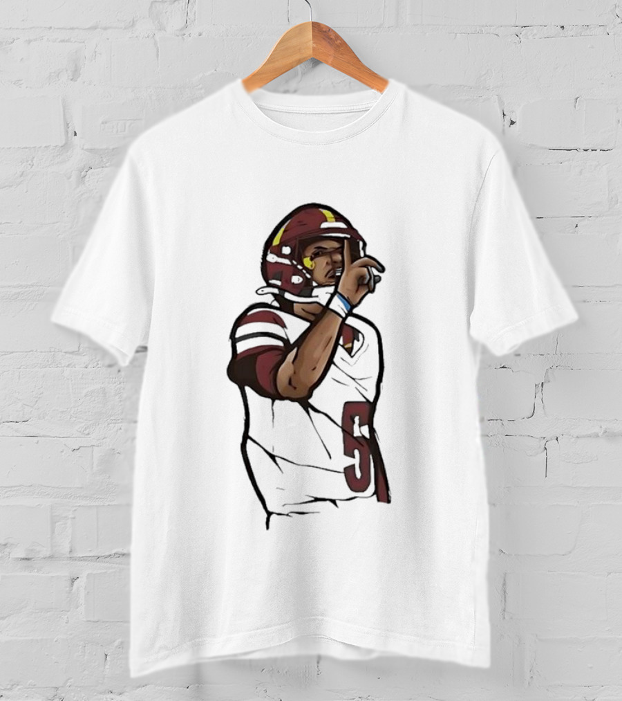 Washington Commanders Jayden Daniels Shhh Gesture Football Player T-Shirt
