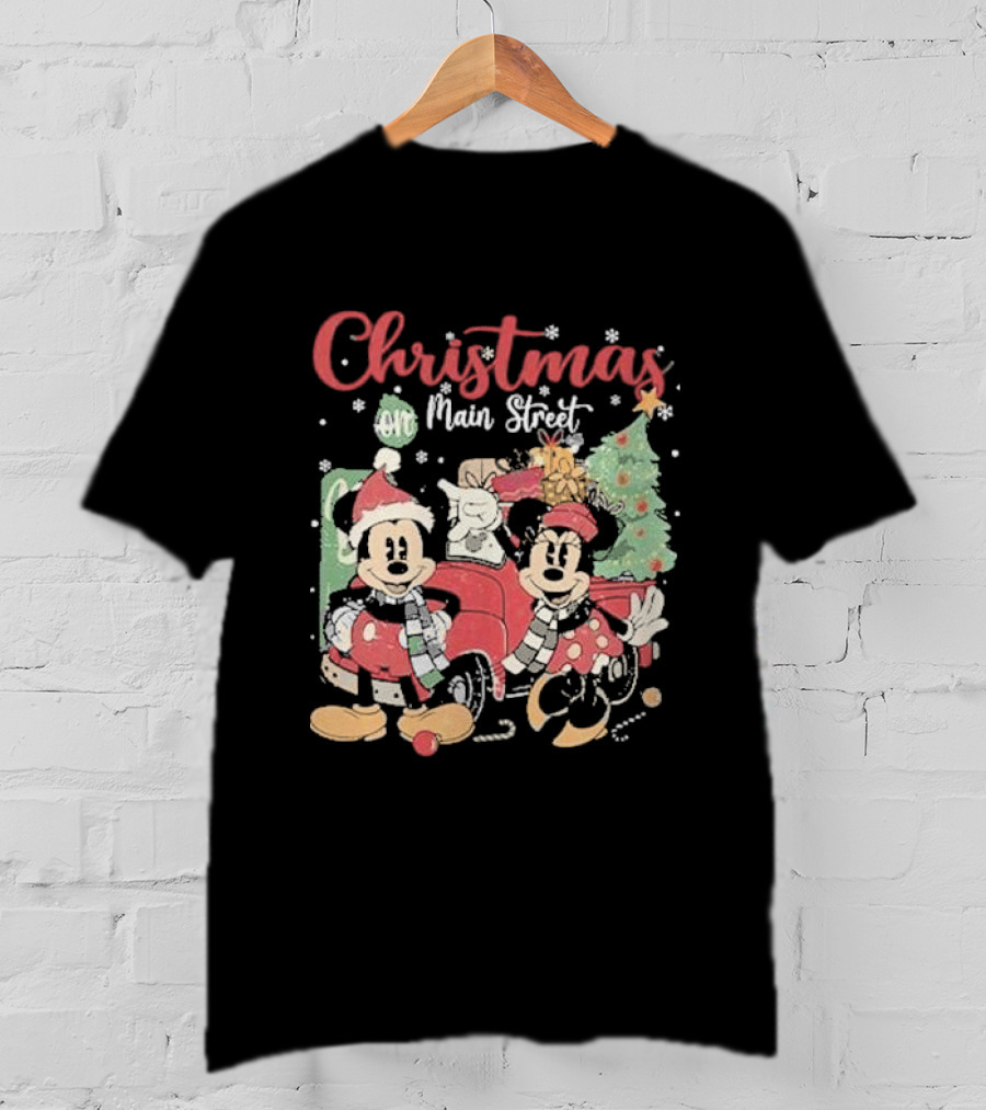 Christmas On Main Street With Mickey And Minnie Disney Holiday T-Shirt