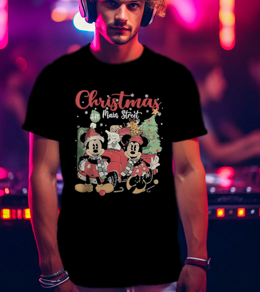 Christmas On Main Street With Mickey And Minnie Disney Holiday T-Shirt