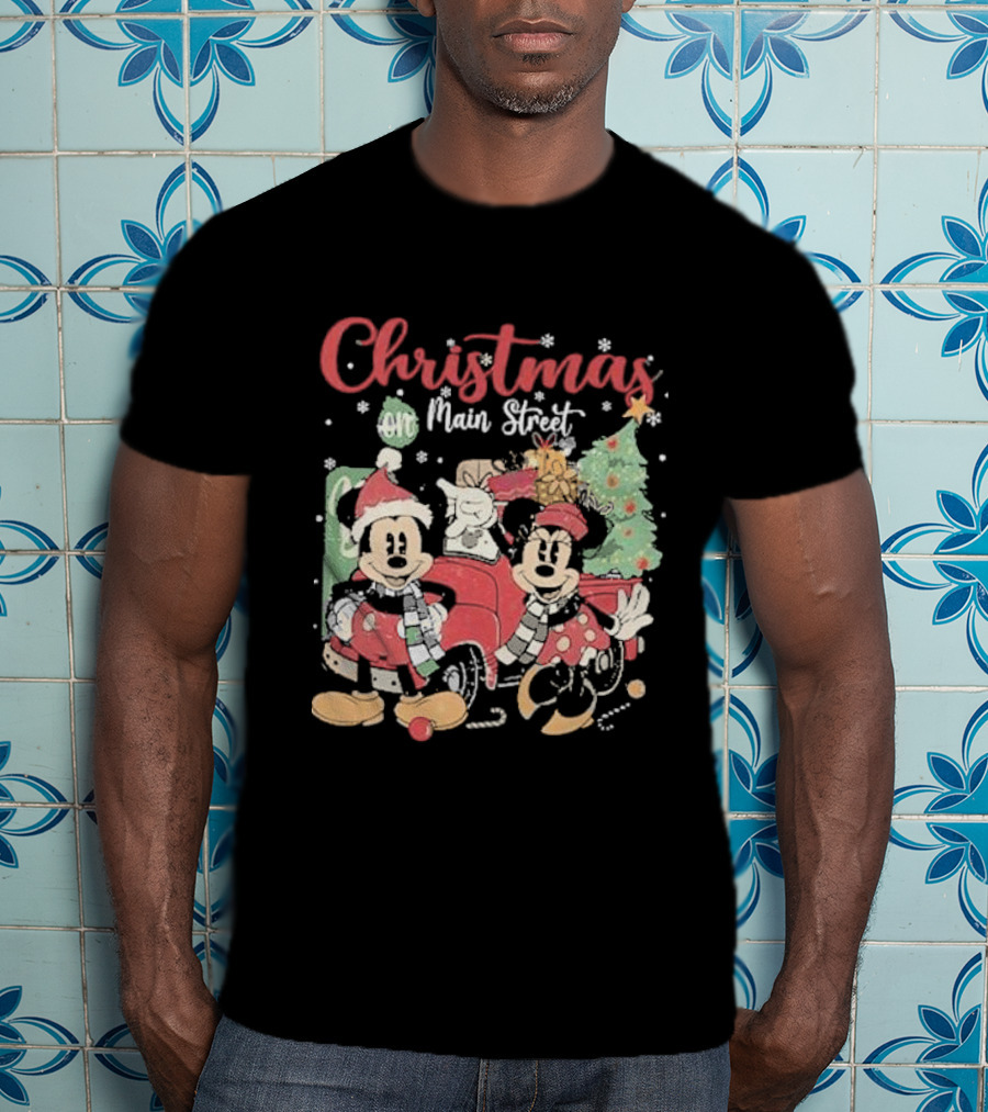 Christmas On Main Street With Mickey And Minnie Disney Holiday T-Shirt