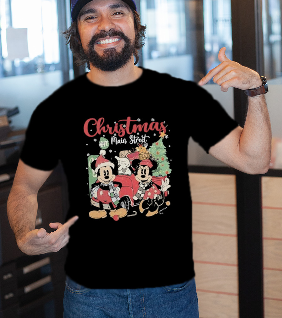 Christmas On Main Street With Mickey And Minnie Disney Holiday T-Shirt