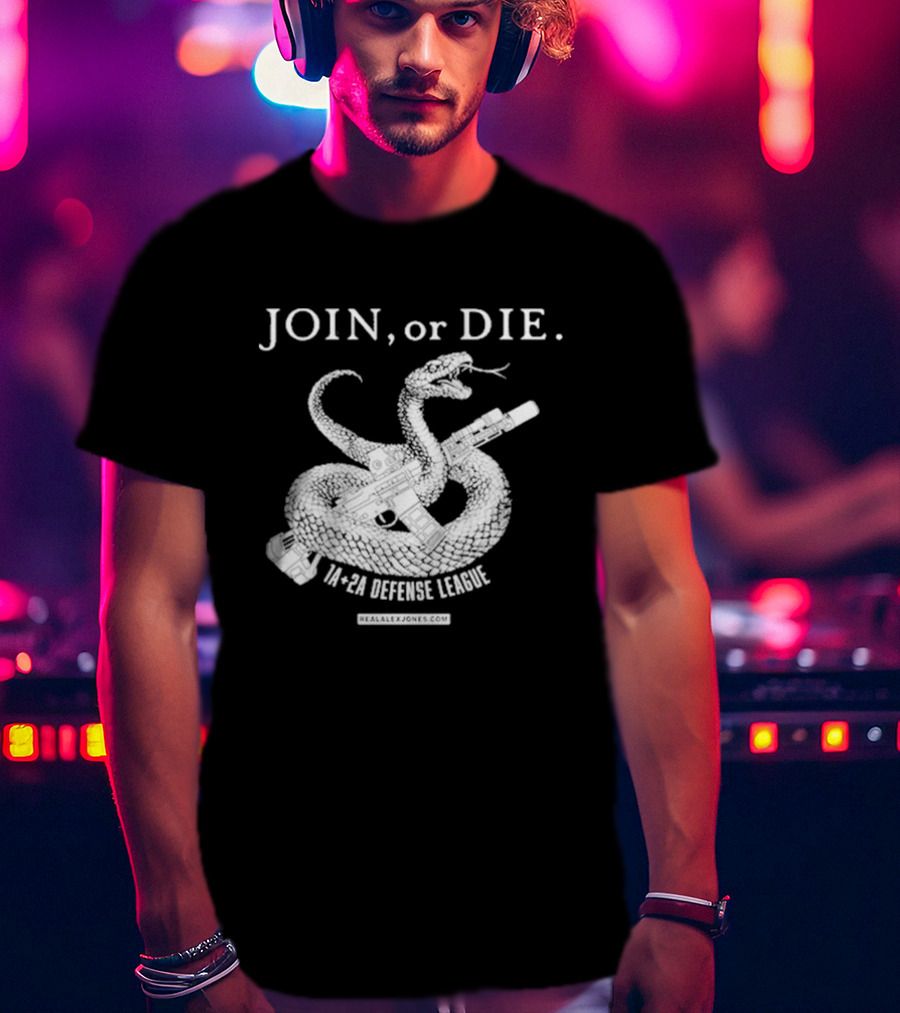 Join Or Die 1A + 2A Defense League Snake Rifle RealAlexJones T-Shirt