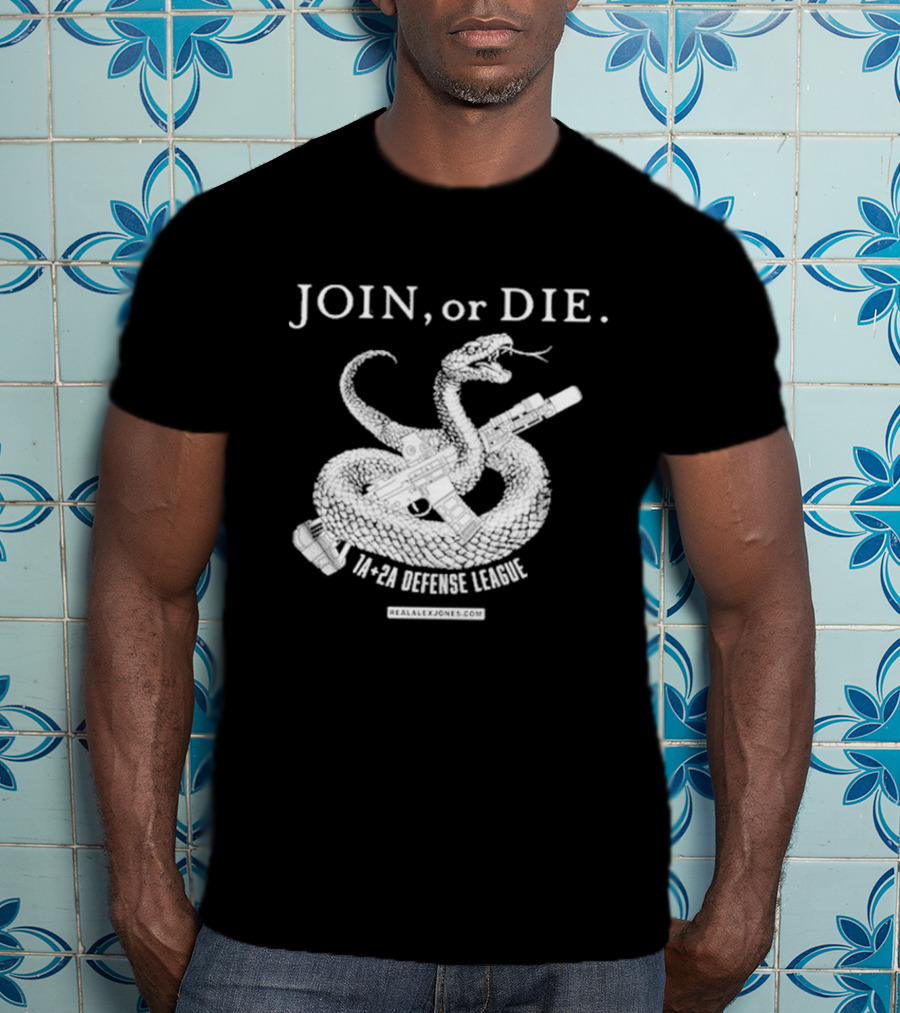 Join Or Die 1A + 2A Defense League Snake Rifle RealAlexJones T-Shirt
