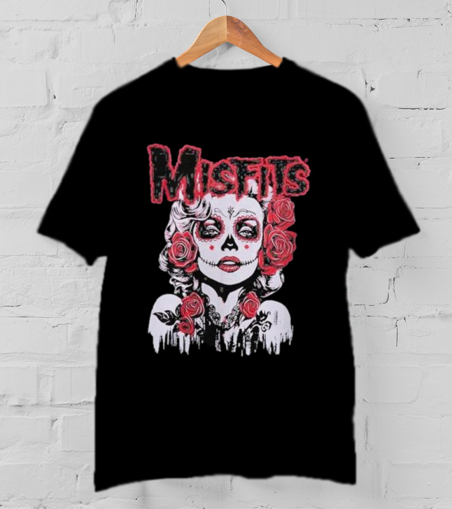 Misfits Dia De Los Muertos Iconic Star With Roses T-Shirt