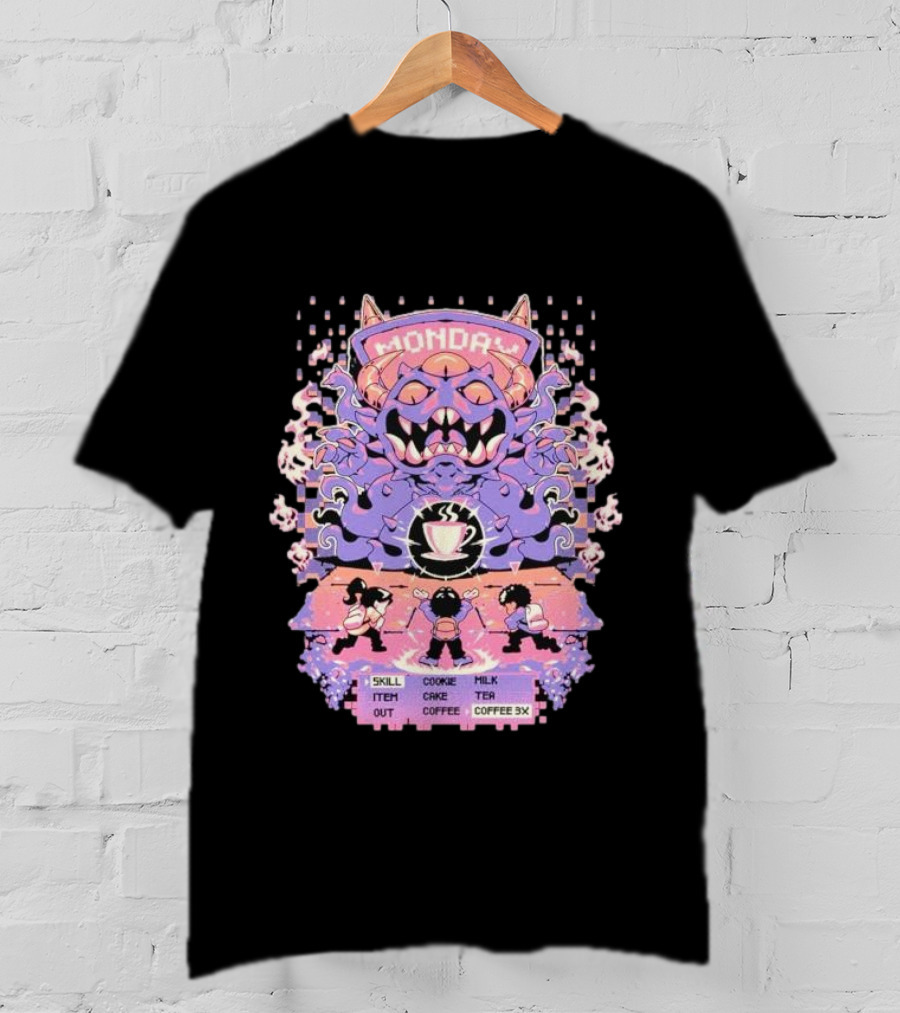 Monday Coffee Battle Monster Skill Cookie Milk Tea Coffee 3X T-Shirt