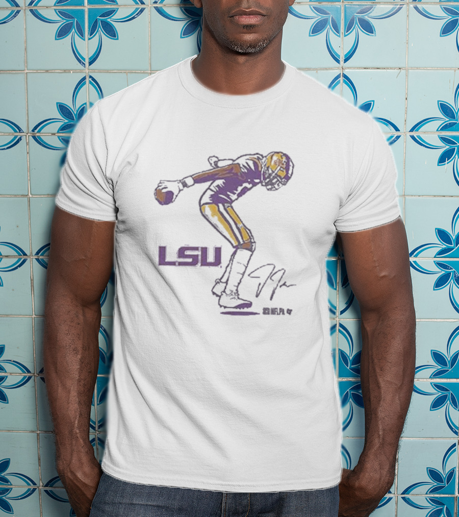 LSU Tigers Justin Jefferson NFL Superstar Pose Signature T-Shirt
