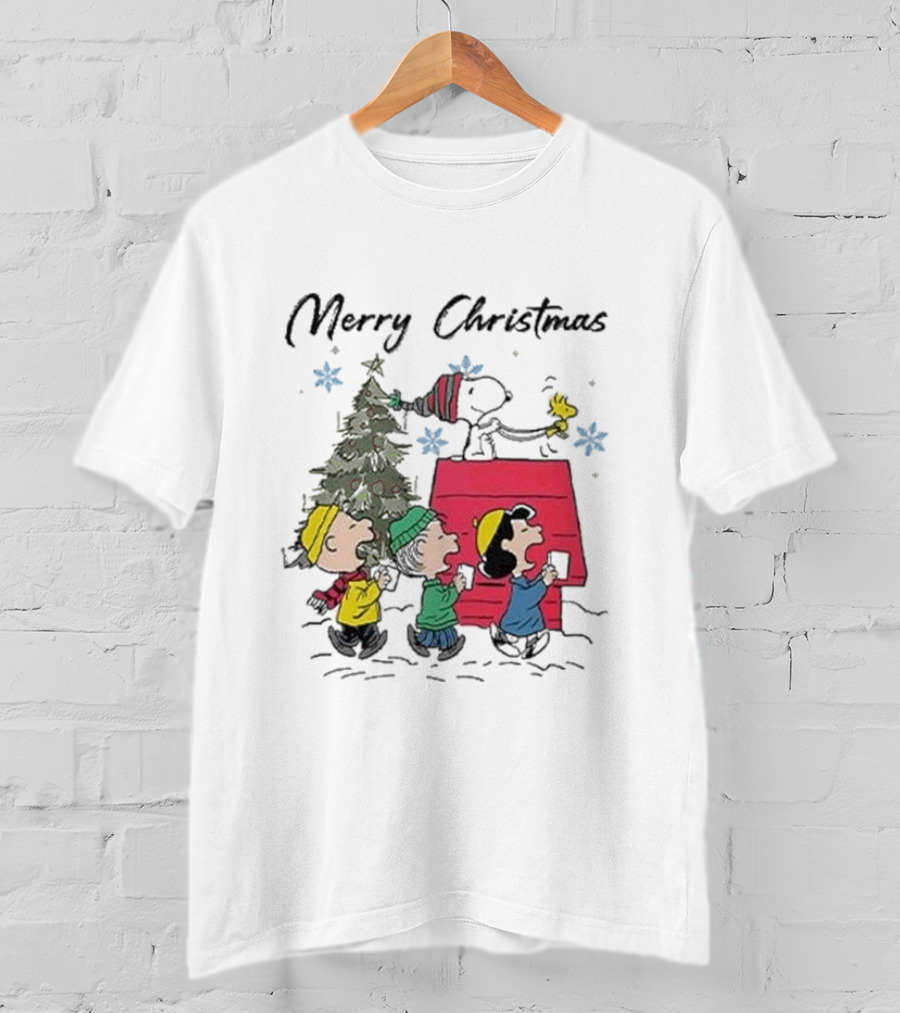 Merry Christmas Snoopy And Friends Winter Scene T-Shirt