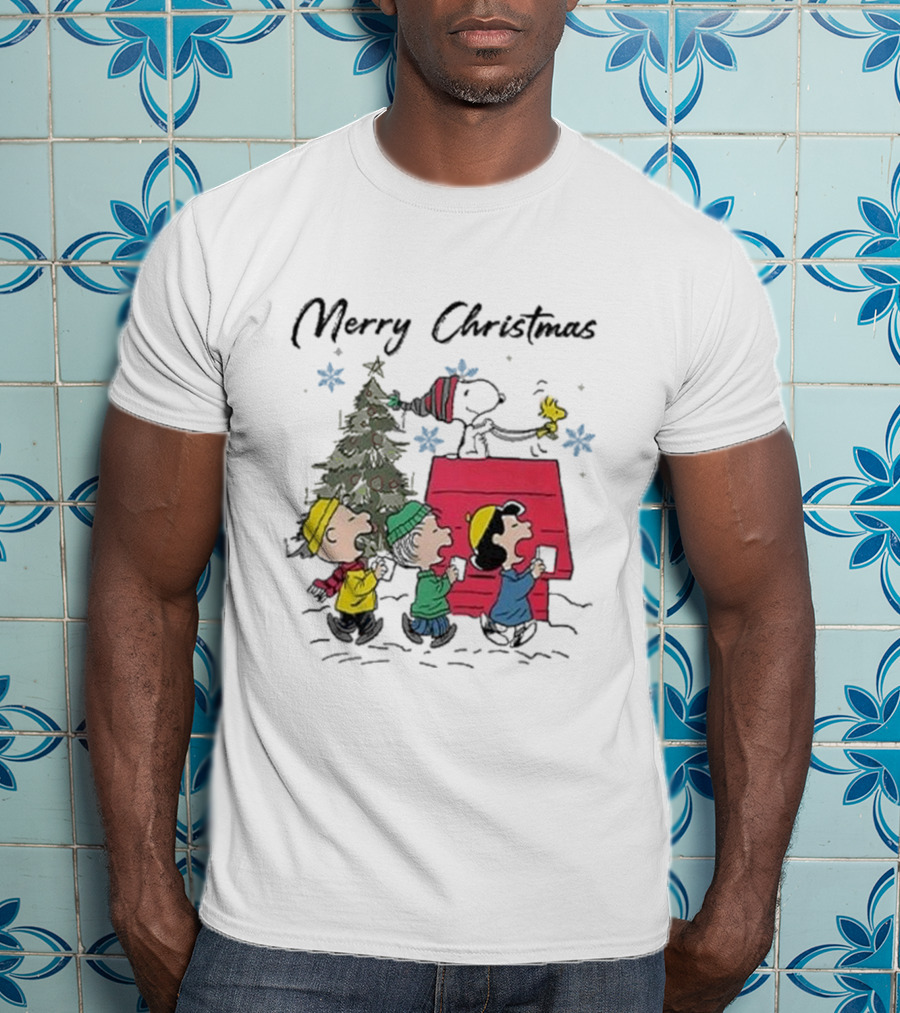 Merry Christmas Snoopy And Friends Winter Scene T-Shirt