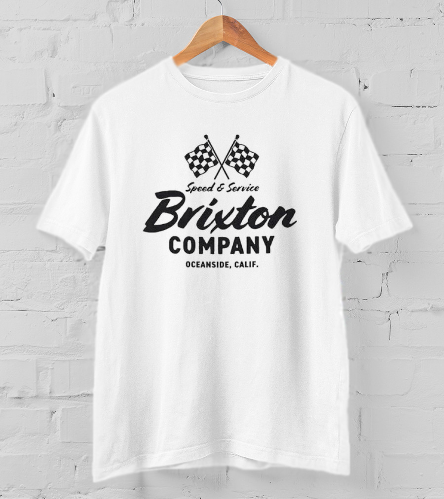 Speed And Service Brixton Company Oceanside Calif Racing Flags T-Shirt